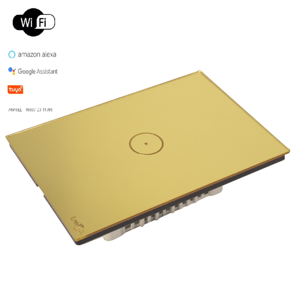 Interruptor De Luz Touch Wi-fi Tok Glass 1 Botão Dourado Lume