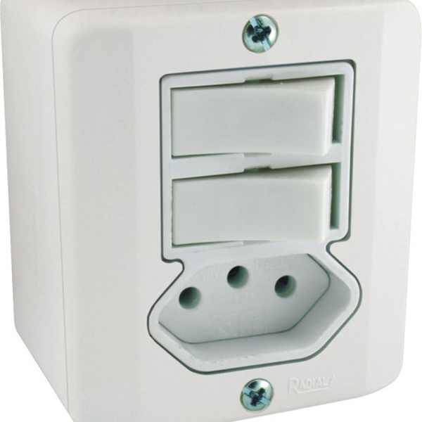 Interruptor Duplo Simples + Tomada 20a Sistema X Bco Radial