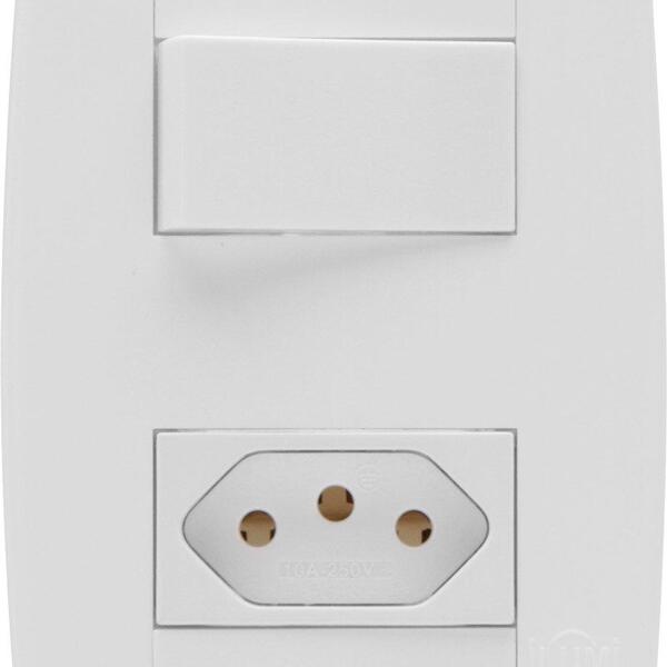 Interruptor Elétrico 1 Tecla E 1 Tomada Branco Completo 10a L