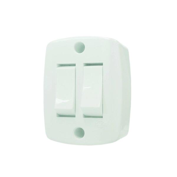 Interruptor Elétrico Sobrepor 2 Teclas Branca 6a - Ilumi