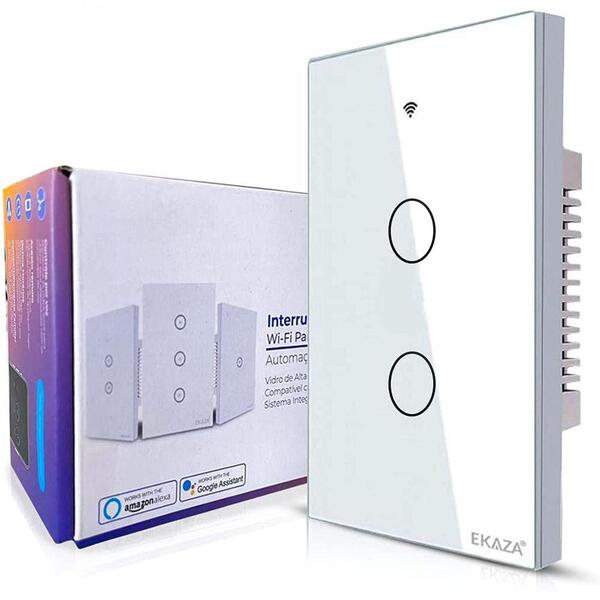Interruptor Inteligente Ekaza Wi-fi 2 Botões Touch Automação