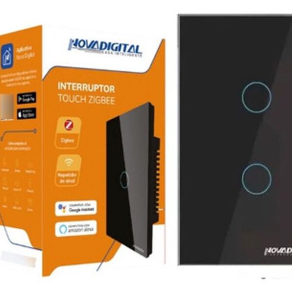 Interruptor Inteligente Zigbee Novadigital 2 Botões Preto