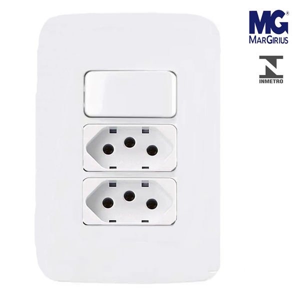Interruptor Paralelo + 2 Tomada 20a Branco 4x2 Margirius B3