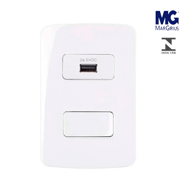 Interruptor Paralelo + Tomada Usb 2a Bivolt 4x2 Margirius B3