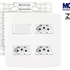 Interruptor Simples + 3 Tomada 10a Branco 4x4 Margirius B3