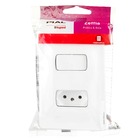 INTERRUPTOR SIMPLES + TOMADA 2POSTOS+T 10A C/PLACA 4X2 ZEFFIA