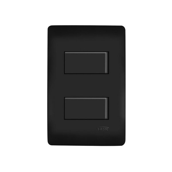 Interruptor Simples Duplo Fame Habitat Black Com Placa 4x2 Pr