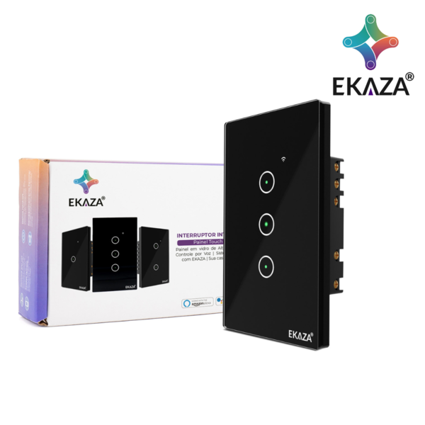 Interruptor Smart 3 Botões Wifi E Bluetooth Tuya - Preto