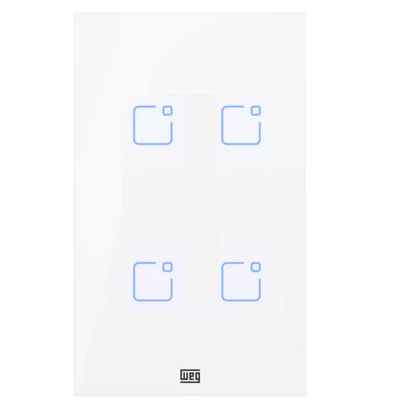 Interruptor Smart Home Touch 4 Botões Wifi  Weg Branco