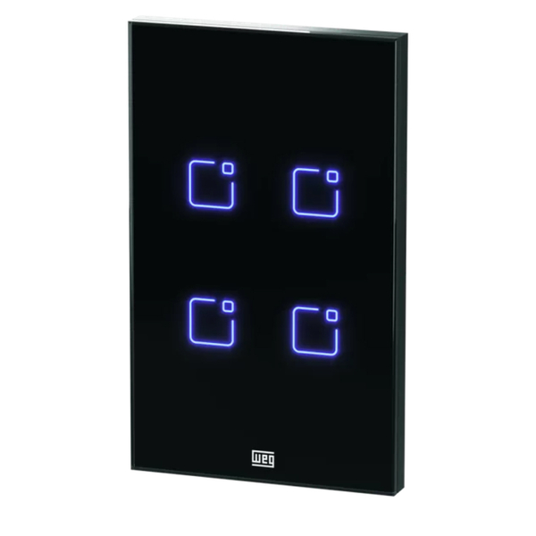 Interruptor Smart Home Touch 4 Botões Wifi  Weg Preto