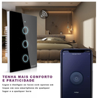 Interruptor Smart Touch Screen 3 Botões Google Alexa Preto