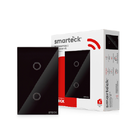 Interruptor Smarteck 4X2" 2 Módulos Touch Preto Wifi acabamento em vidro compativel com Alexa, Google e Siri