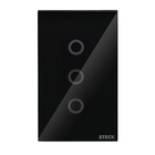 Interruptor Smarteck 4X2" 3 Módulos Touch Preto Wifi acabamento em vidro compativel com Alexa, Google e Siri
