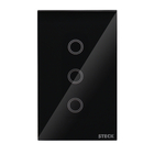 Interruptor Smarteck 4X2" 3 Módulos Touch Preto Wifi acabamento em vidro compativel com Alexa, Google e Siri