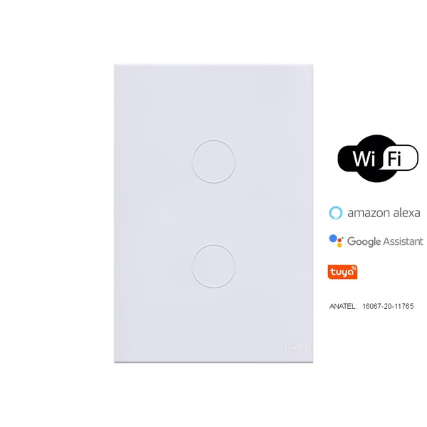 Interruptor Touch 2 Botões Wifi Branco Lumenx  4x4