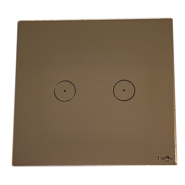 Interruptor Touch Tok Glass 2 Botões Bronze 4x4 Lumenx