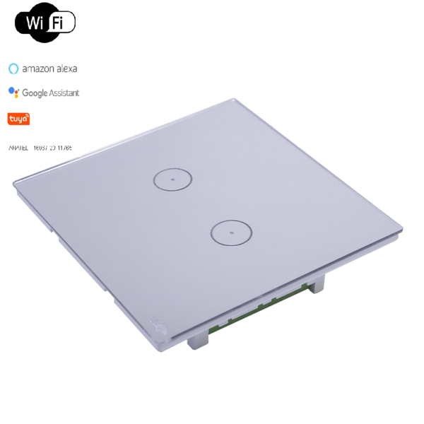 Interruptor Touch Wi-fi Tok Glass 2 Botões Prata 4x4 Lumenx
