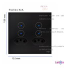 Interruptor Touch Wi-fi Tok Glass 4 Botões Preto 4x4 Lumenx
