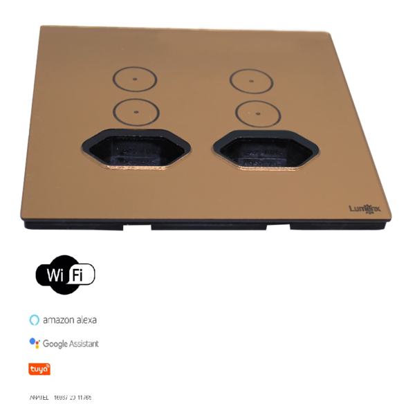 Interruptor Touch Wi-fi Tok Glass 4 Botões+tom Bz 4x4 Lumenx