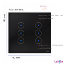 Interruptor Touch Wi-fi Tok Glass 6 Botões Preto 4x4 Lumenx