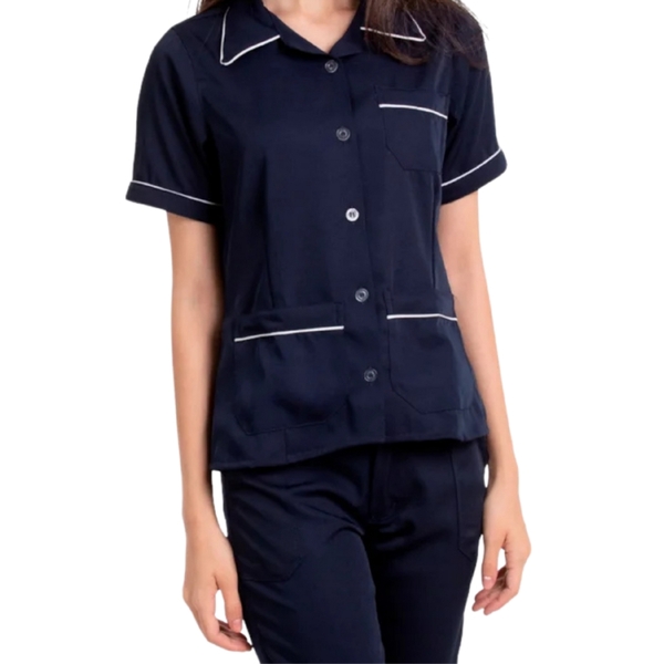 Jaleco Feminino Two Way Azul Marinho Manga Curta  Xg  Azul Ma