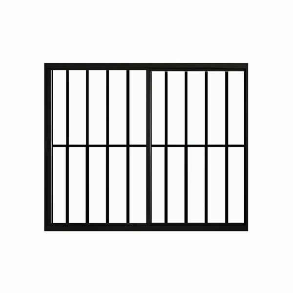 Janela 2 Folhas De Correr C/ Grade 1.00 X 1.00 Aluminio Preto