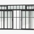 Janela Alumínio Classic 4 Folhas Com Bandeira E Grade Preto -