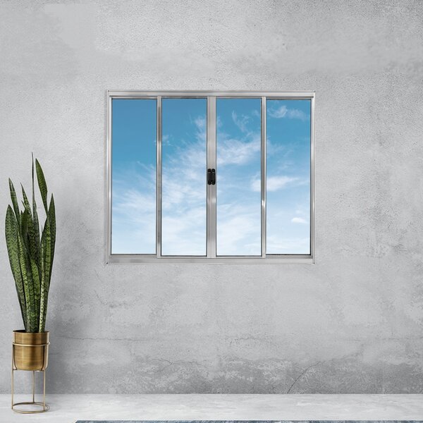 Janela Alumínio De Correr 100x150cm 4 Folhas Sem Grade Plus L