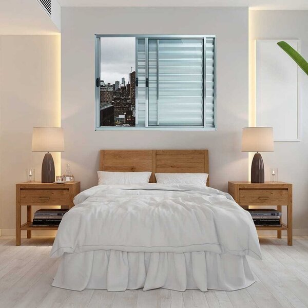 Janela Alumínio Veneziana 3 Folhas 100x120cm Natural Brilhant