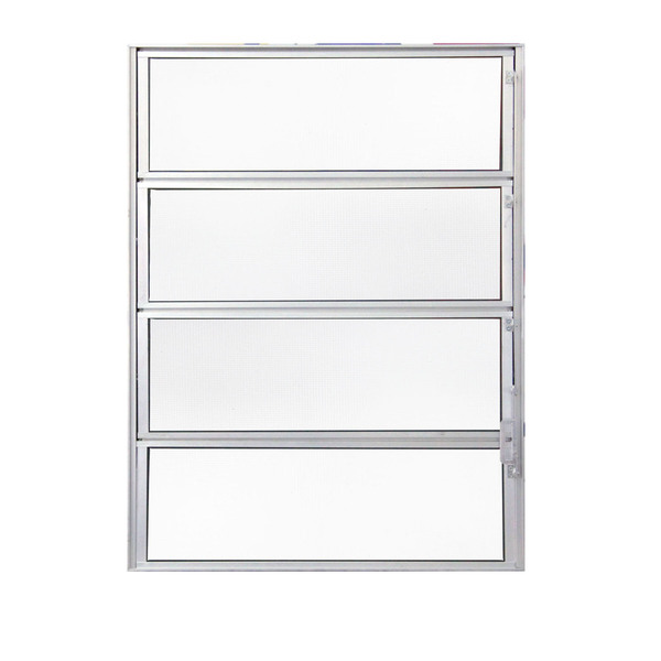 Janela Basculante 2 Folhas Alumínio Pintado Branco Linha Fortline com Vidro Mini Boreal Incolor 0,80x0,60m Atlântica