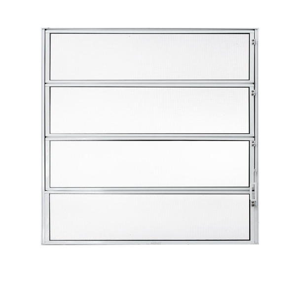 Janela Basculante 2 Folhas Alumínio Pintado Branco Linha Fortline com Vidro Mini Boreal Incolor 0,80x0,80m Atlântica