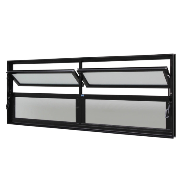 Janela Basculante Alumínio Preto 40x150x6cm Duas Seções Jap C