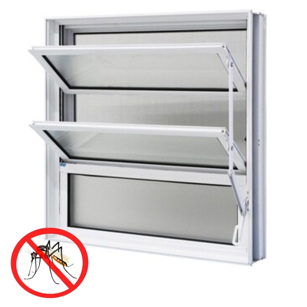 Janela Basculante Com Tela Mosquiteiro 60x60x10,2cm Alumínio