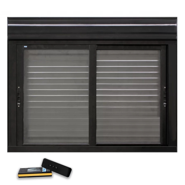 Janela Com Persiana Integrada 120x120 Alumínio Preto Acioname