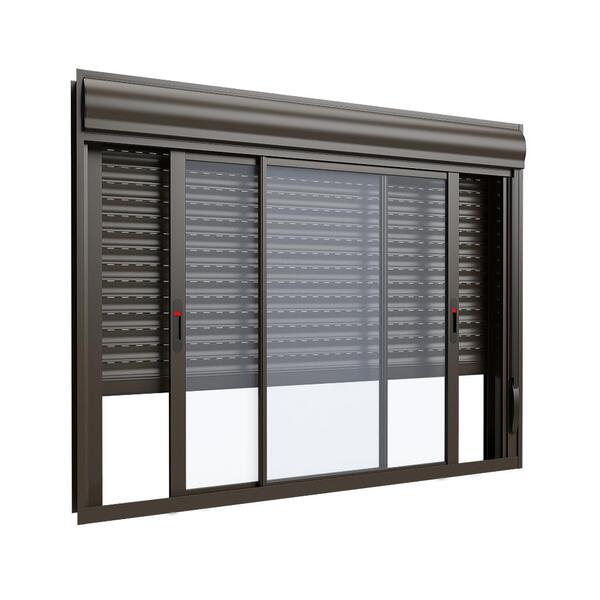 Janela Com Persiana Integrada Em Alumínio 2 Folhas Bronze - 1