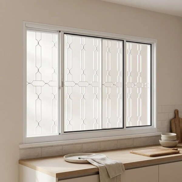 Janela Correr 2 Folhas Grade Mosaico Em Aço Branco Lucasa Fac