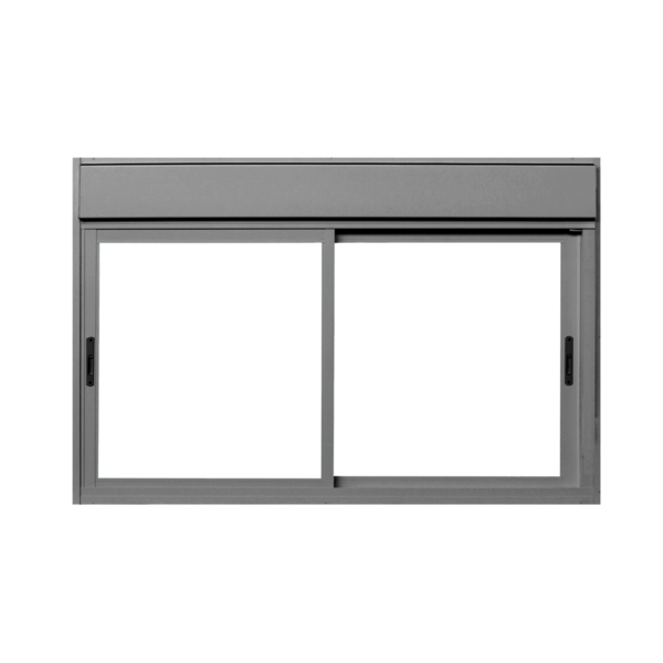 Janela de Correr 2 Folhas Alumínio Pintado Cinza com Persiana Integrada 110V Sob Medida Linha 25 OGB Esquadrias