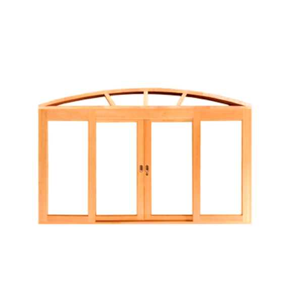 Janela Correr Panorâmica 130cm Arco 4 Folhas Em Madeira Maciç