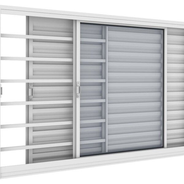 Janela De Aço 100 Cm X 100 Cm 3 Folhas - Cor: Preto Bronze