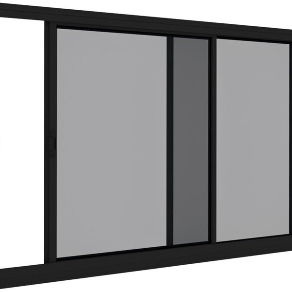Janela De Aço 100x150cm 2 Folhas Com Grade - Cor: Preto Bronze