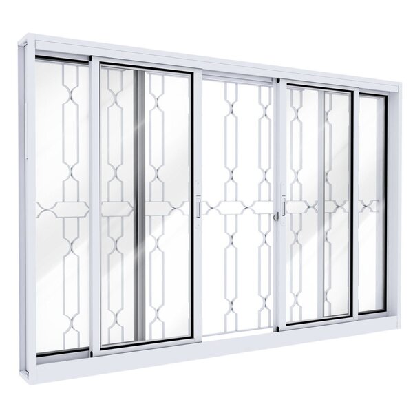 Janela De Aço Com Grade Mosaico E Fecho Embutido Facilita Luc