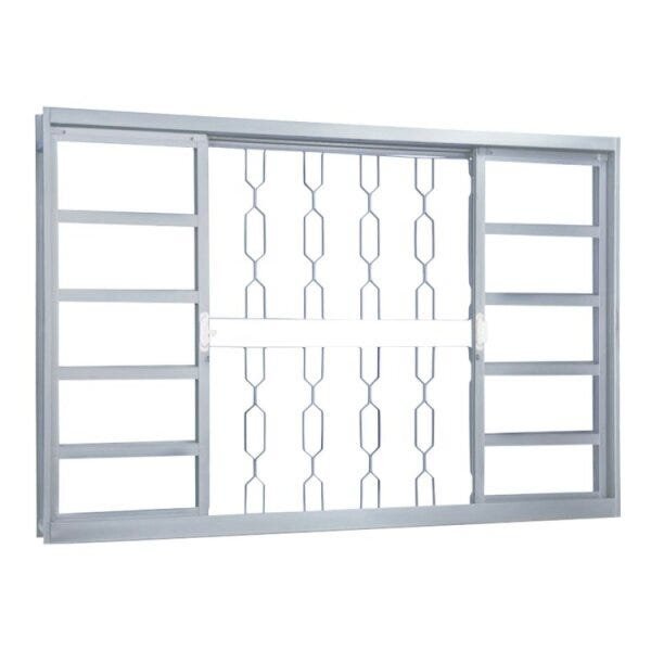 Janela De Aço De Correr 100x150cm 4 Folhas Com Grade Minas Su