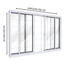 Janela De Aço De Correr Central 4 Folhas Com Grade Quadrada E