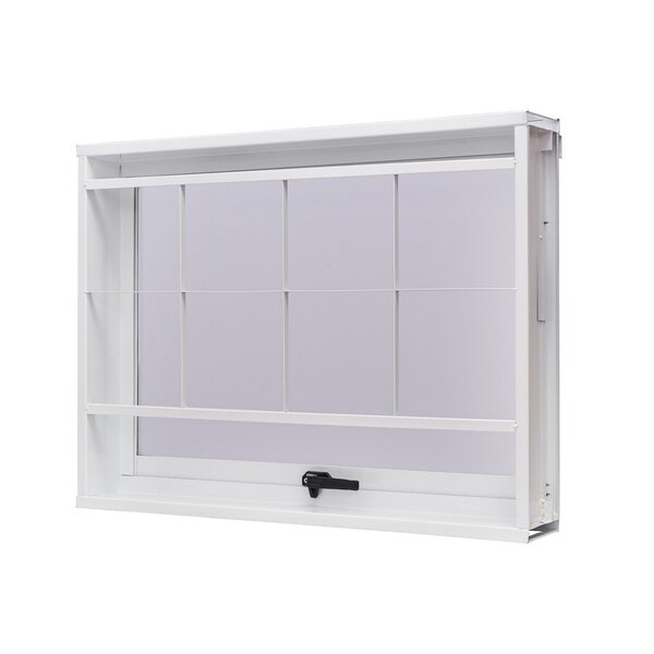 Janela De Aço Maxim-ar 50x50cm Com Grade Quadriculada E Vidro