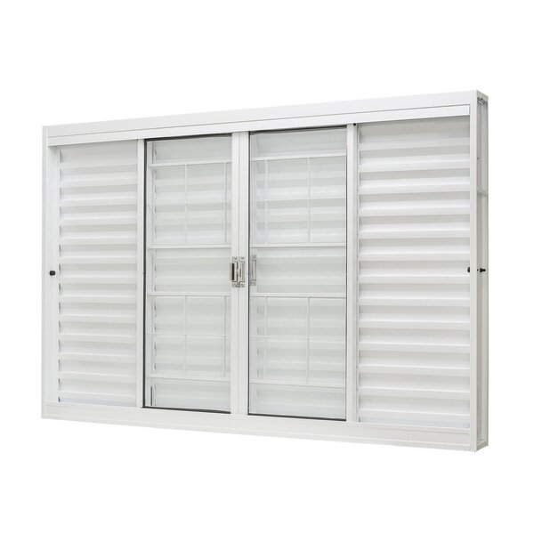 Janela De Aço Veneziana Central 100x120cm 6 Folhas Com Grade