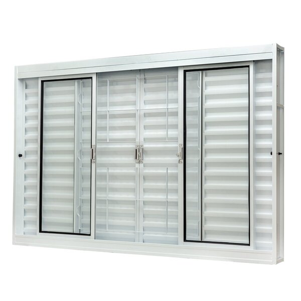 Janela De Aço Veneziana Central 100x120cm 6 Folhas Com Grade