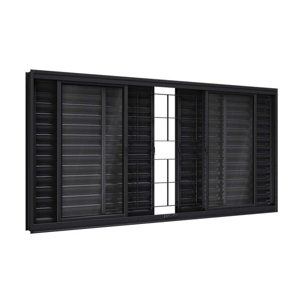 Janela De Aço Veneziana Com Grade Quadrada 6 Folhas 120x150cm