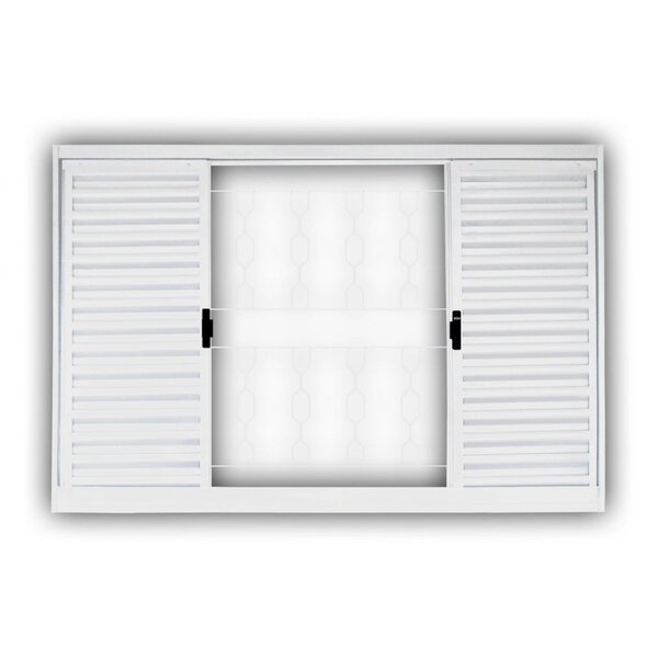 Janela De Aço Veneziana De Correr 100x120cm 4 Folhas Com Grad