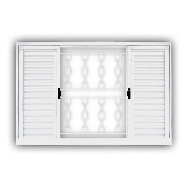 Janela De Aço Veneziana De Correr 100x120cm 6 Folhas Com Grad