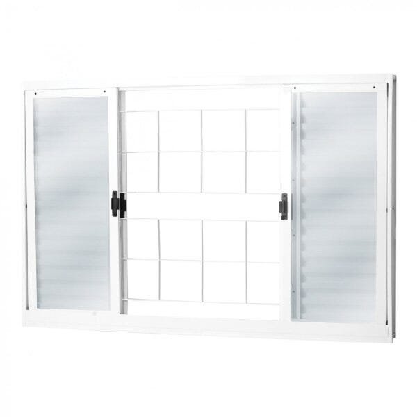 Janela De Aço Veneziana De Correr 100x200cm 6 Folhas Com Grad